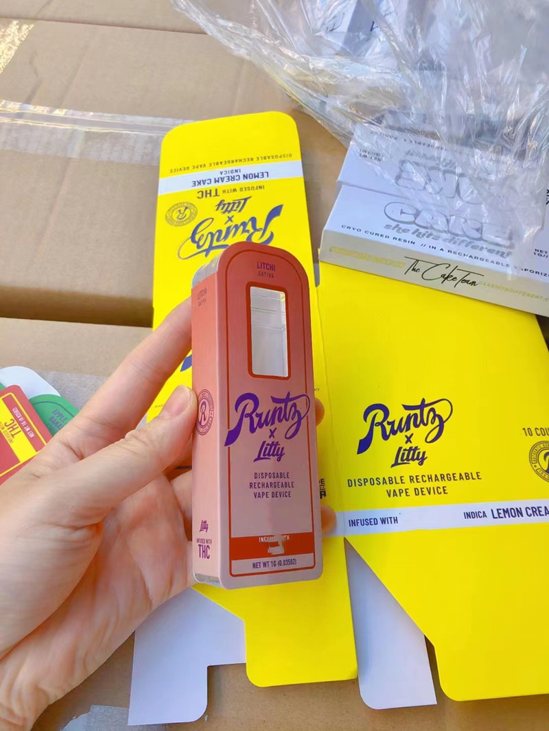 

Acrylic Packaging Boxes For Runtz X Litty Disposable Vape Pens Runty E cigarettes Vaporizer kit 280mAh Rechargeable Battery 1ml Empty Cartridges