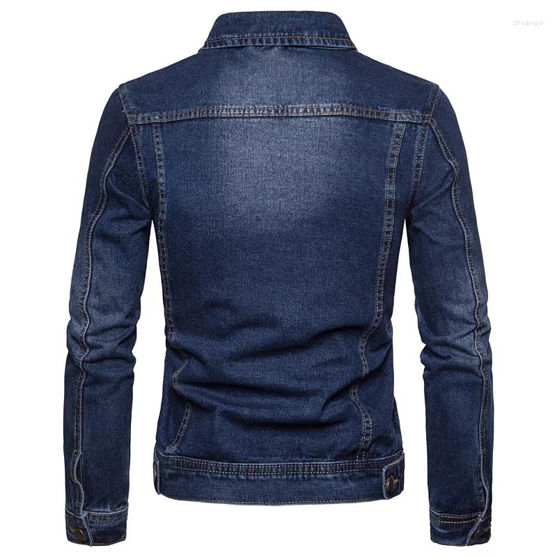 

Men's Jackets 2022 Autumn Men Denim Casual Solid Color Lapel Single Breasted Jeans Jacket Slim Fit Cotton Outwear 5xl-M, Black