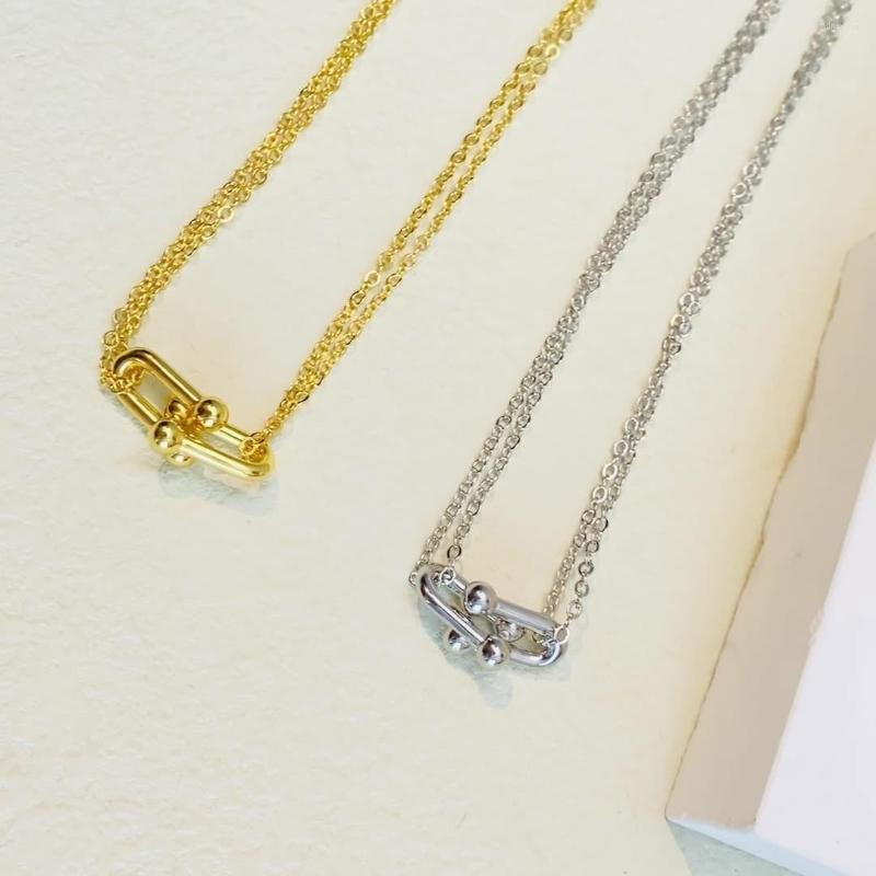 

Choker Thin Gold Silver Chain Letter U Pendant Necklace For Unisex Color Necklaces