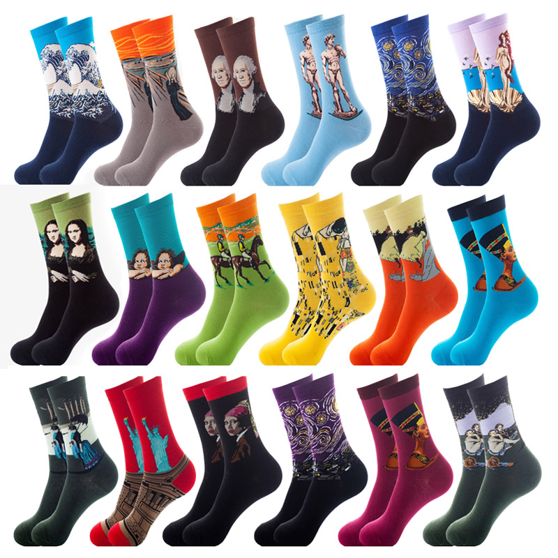 

Socks Starry Night Autumn Winter Retro Women Personality Art Van Gogh Mural World Famous Painting Male Oil Funny Happy Drop Delivery Smtls, As details