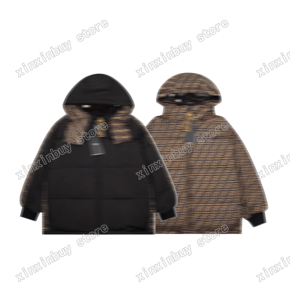 

xinxinbuy Men designer Coat down Jacket Double sided roma nylon Jacquard letter fabric zipper pocket long sleeve women white Black brown S-XL