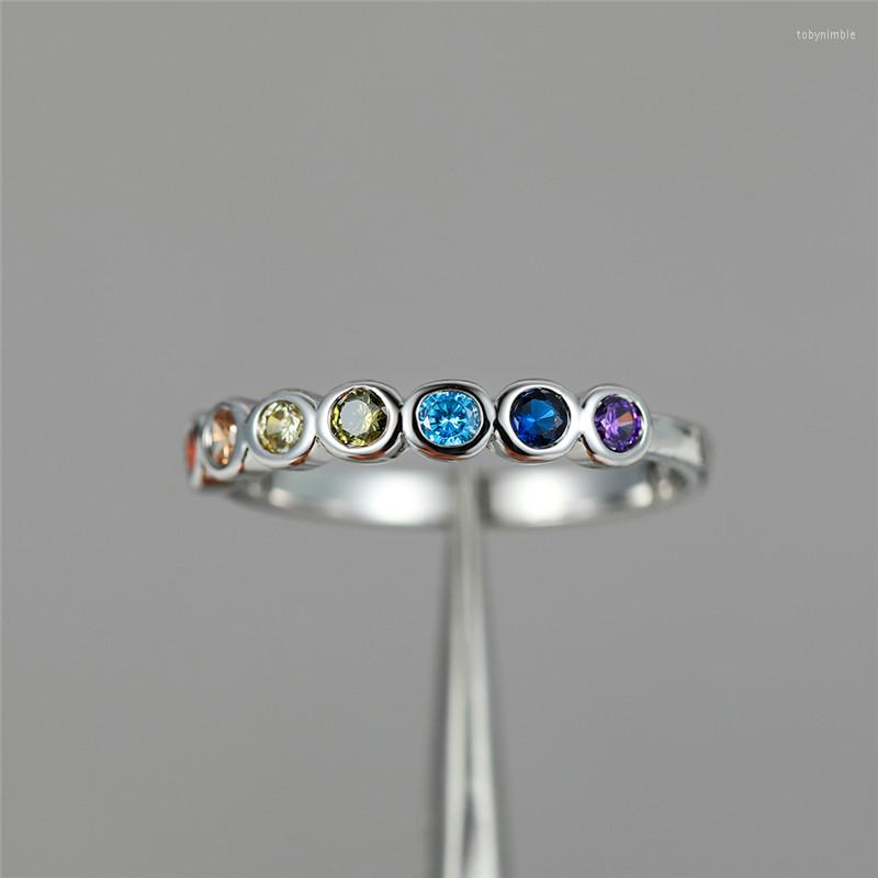 

Wedding Rings Cute Female Green Blue Purple Crystal Stone Ring Charm Silver Color Love Engagement Vintage For Women