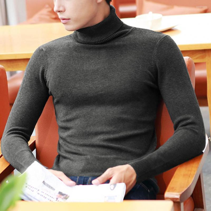 

Men's Sweaters Winter Sweater Solid Color Soft High Collar Autumn Thick Knitting Warm Stretchy Casual Anti-shrink Men, Black