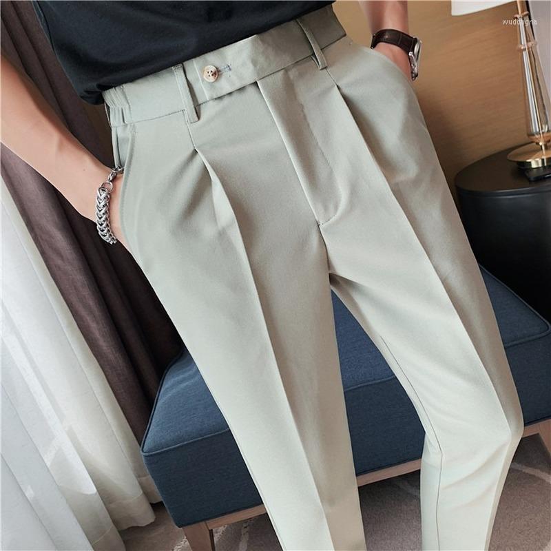 

Men's Suits Classic Business Dress Men Pants 2022 Ankle Length Solid Color Casual Suit Pant Streetwear Elastic Waist Office Social Trousers, Black