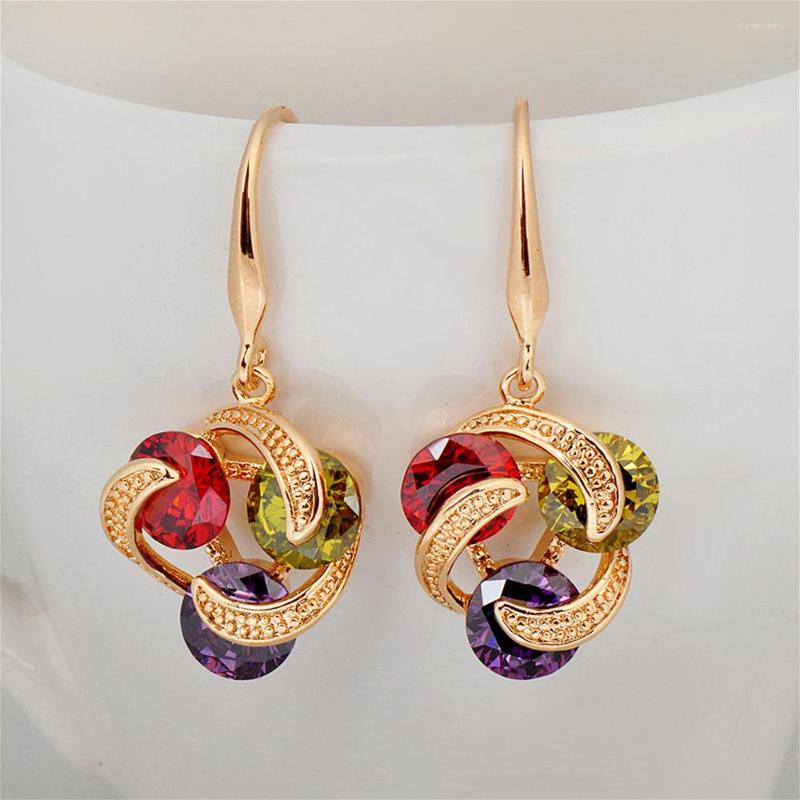 

Dangle Earrings 2022 Color Three Diamond Cross-Border Zircon Fashion