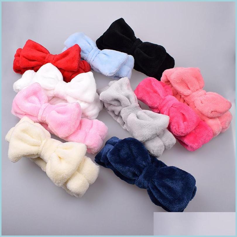 

Hair Accessories Pure Color Coral Fleece Wash Face Bow Hairbands For Women Girls Headbands Headwear Hair Bands Turban Accessories Dr Dhjc0