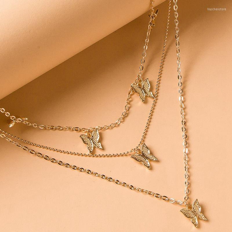 

Choker Trendy Butterfly Pendant Necklaces For Women Fashion Moon Charm Gold Multilayer Necklace 2022 Bohemian Jewelry