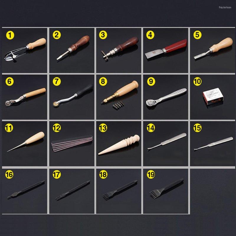 

Professional Hand Tool Sets 18/34/48/50 PCS Leather Craft Tools Kit Sewing Stitching Punch Carving Work Saddle Leathercraft Accessories For