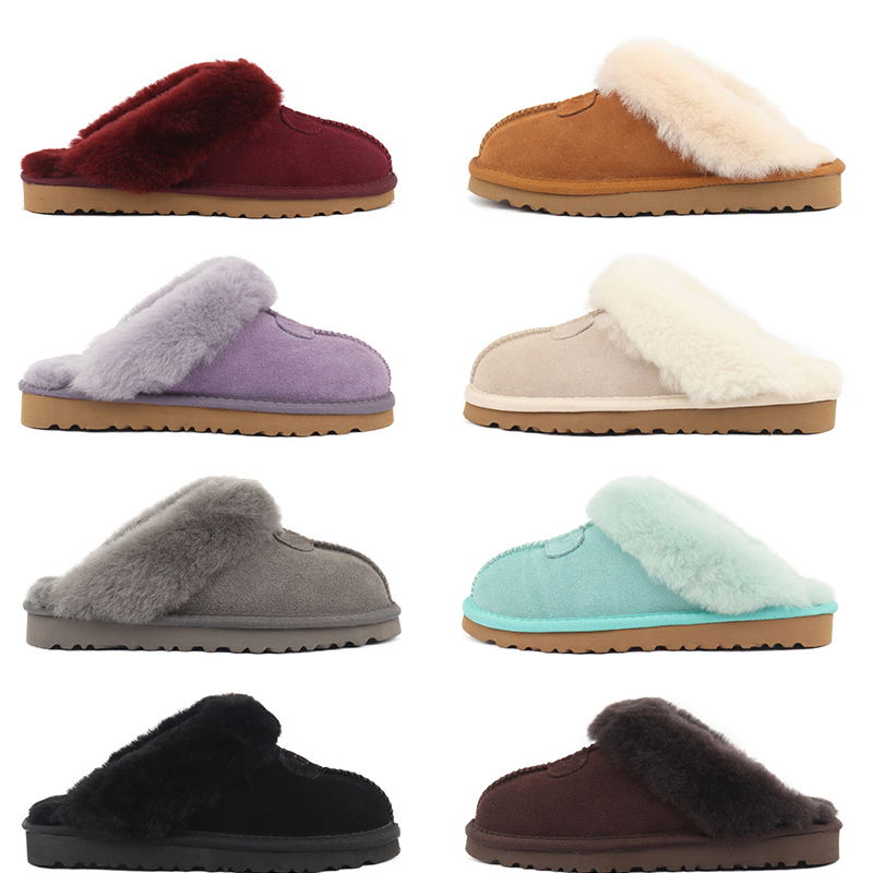 

Women warm fashion Cotton mop australia fur slippers blue winter snow designer slide sandals No odor Resistance to cold