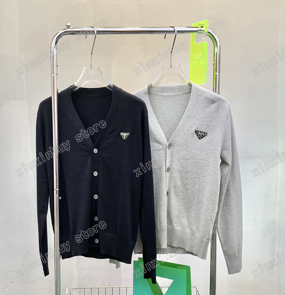 

xinxinbuy Mens Designer Hoodie Sweater Metal triangle label Women luxury black blue gray white S-2XL, 02