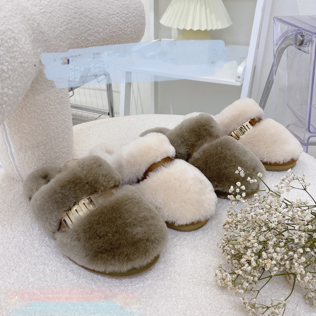 

Plush Slippers Women's Outside Wool Cotton Slipper Winter uGGity boots warm shoes, Brown