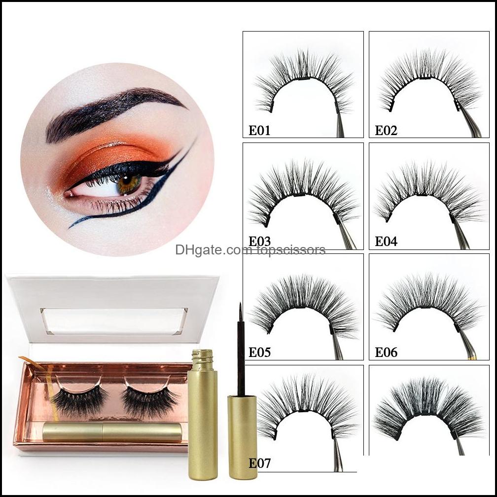 

False Eyelashes Natural 3D Magnetic Eyelashes Kit Handmade False Cruelty Magnet Lashes Eyeliner Makeup Drop Delivery 2022 Health Beau Dh3Fs