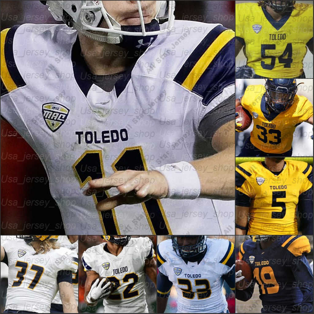 

American College Football Wear Custom Toledo College Football Jerseys Diontae Johnson Logan Woodside Eli Peters Carter Bradley Shakif Seymour Mitchell, As photo