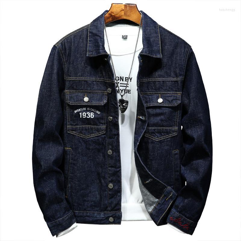 

Men's Jackets Men's 2022 Spring And Fall Blue Denim Jacket Fashion Casual Cotton Elasticity Jeans Coat Male Brand Clothes, 60059