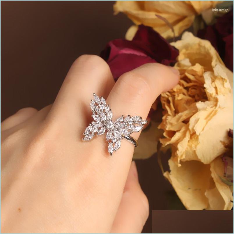 

Cluster Rings Cluster Rings Design Fashion Jewelry Exquisite Luxury Copper Inlaid Zircon Flexible Butterfly Opening Adjustable Femal Dhf4Z