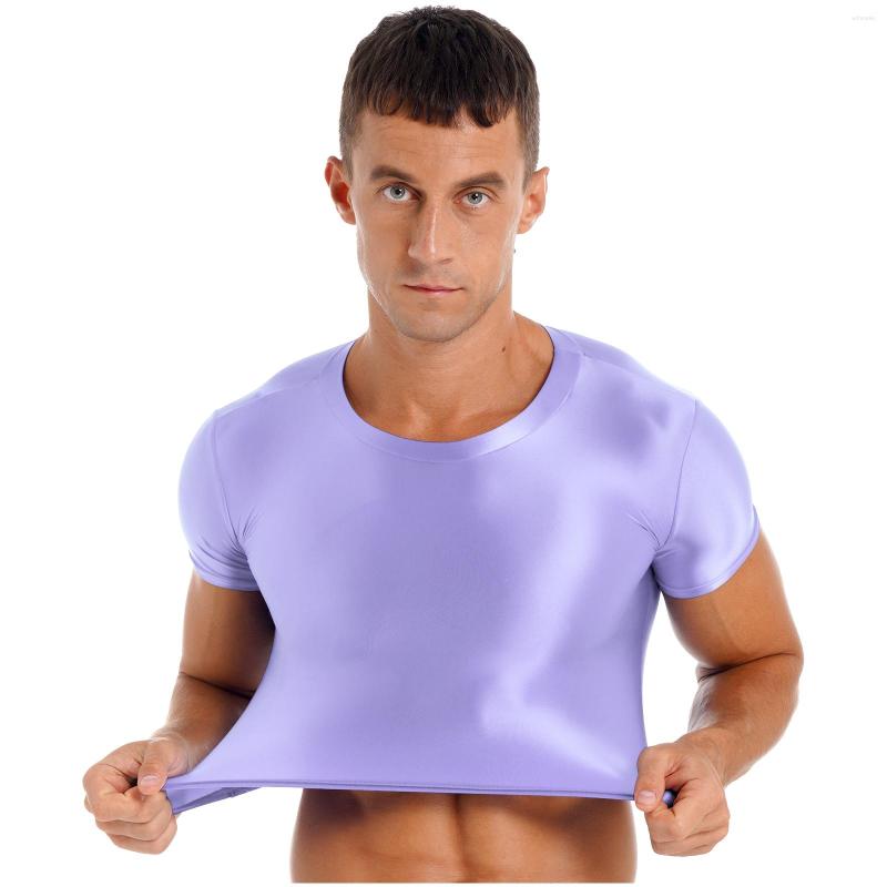 

Men's Tank Tops Mens Swimming Smooth Short Sleeve Crop Top Solid Color Round Neck Slim Fit T-shirt Sportswear Male Swimwear Swimsuit, Black