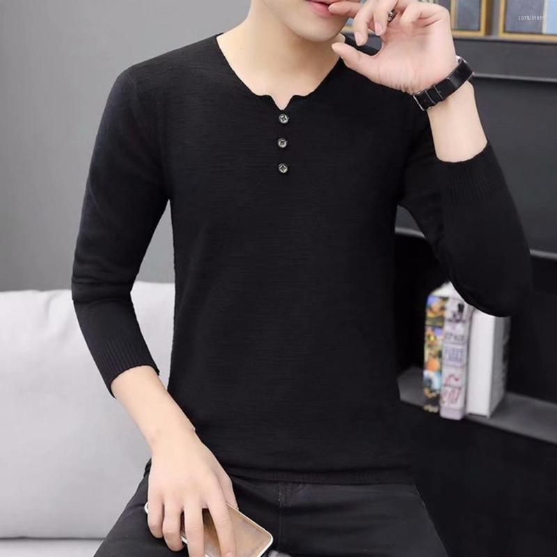 

Men's Sweaters Autumn Sweater Stylish Anti-shrink V Neck Basic Pullover Men Base For Daily Wear Winter, Black