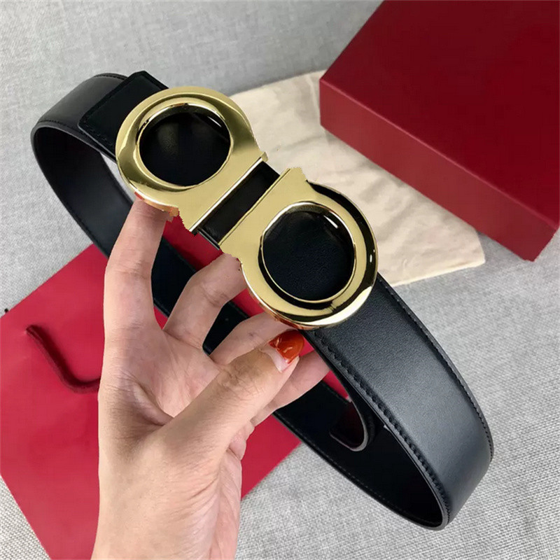 

Designer Belts for Men Luxury Women Designer Belt Black Leather Business Womens Classic Big Gold Buckle Cowhide Width 2.0cm3.0cm 3.4cm3.8cm, Belt + no box