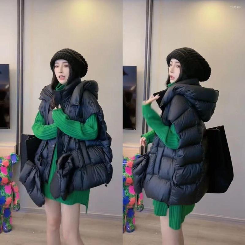 

Women's Vests Down Vest Female 2022 Winter The Latest Models Of White Duck Hooded Thickening Hundred Hitch Glove Horse Clip Jacket Tide, Beige