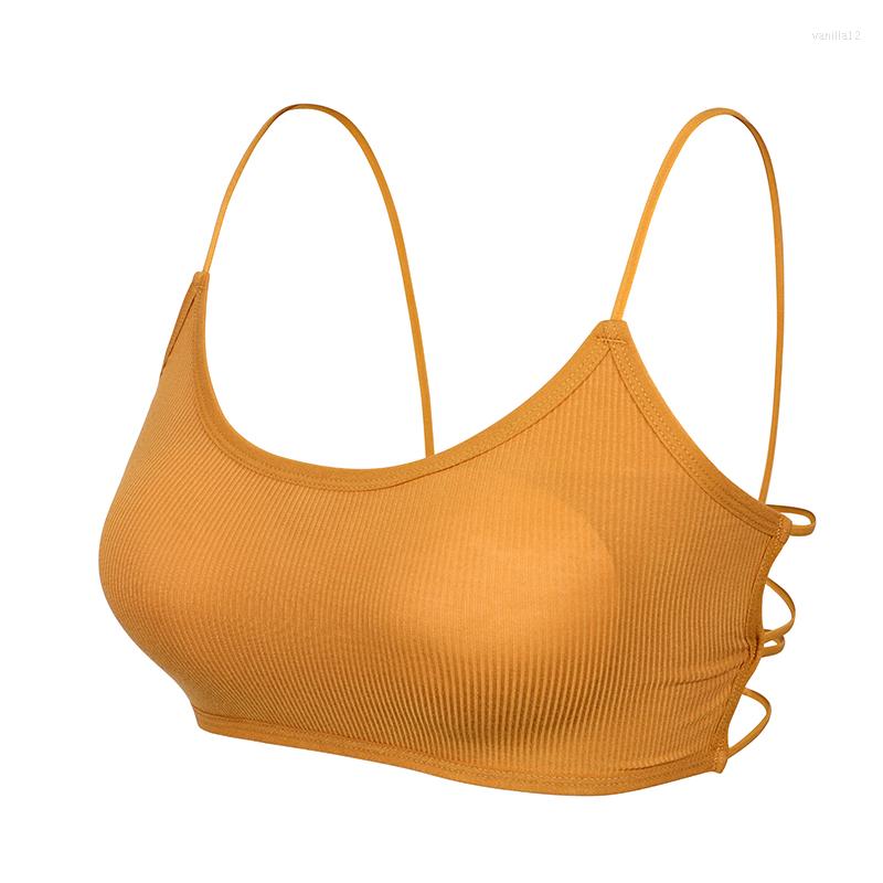 

Yoga Outfit Cross Back Sports Bra Women Breathable Backless Bras Sexy Thin Strap Gym Removable Cheast Pad Workout, White