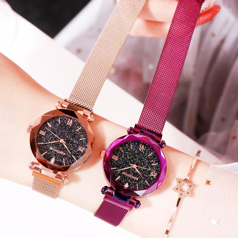 

Wristwatches KINGNUOS High-end Small Fashion Ladies Starry Sky Mesh Belt Waterproof Vacuum Plating Watch, 05