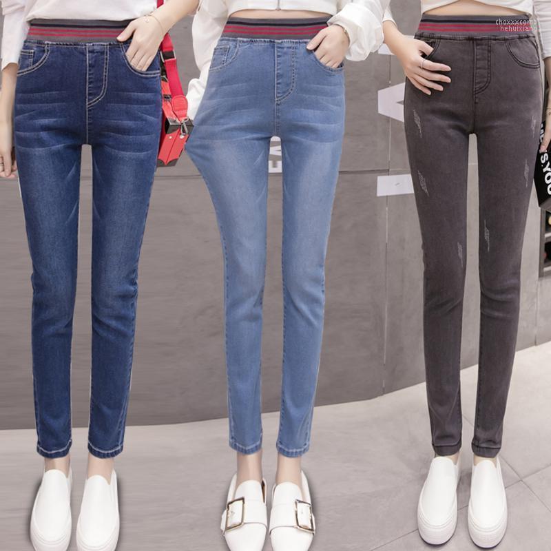

Women' Jeans Women' High Elastic Waist Trousers Of The Spring And Autumn Period Paragraph Show Thin Foot Female N, Blue