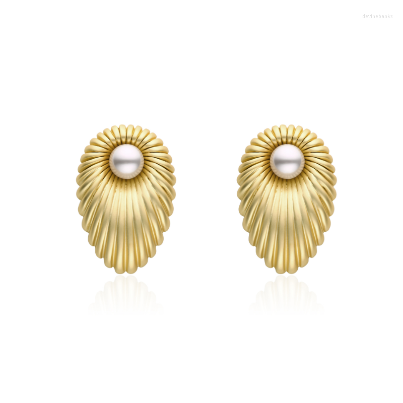 

Dangle Earrings LONDANY Copper Matte Gold Plated French Vintage Metal Pearl Pattern