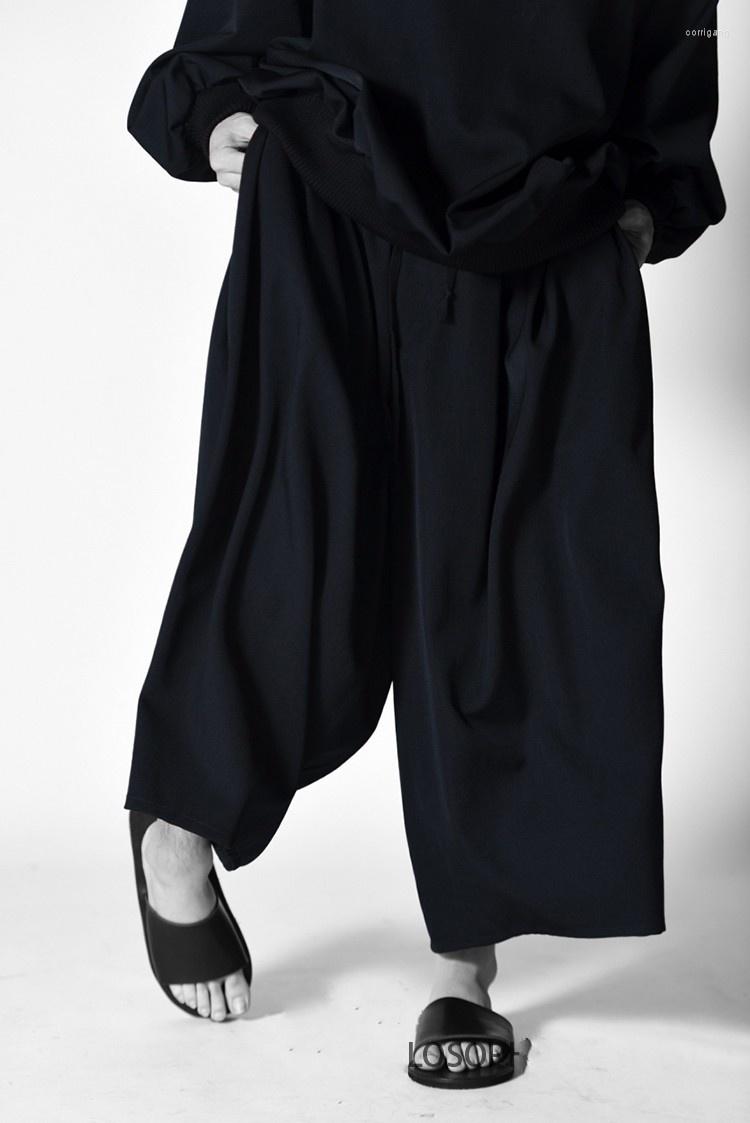 

Men' Pants Casual Men' Wide Leg Skirt Pleated Loose, Black