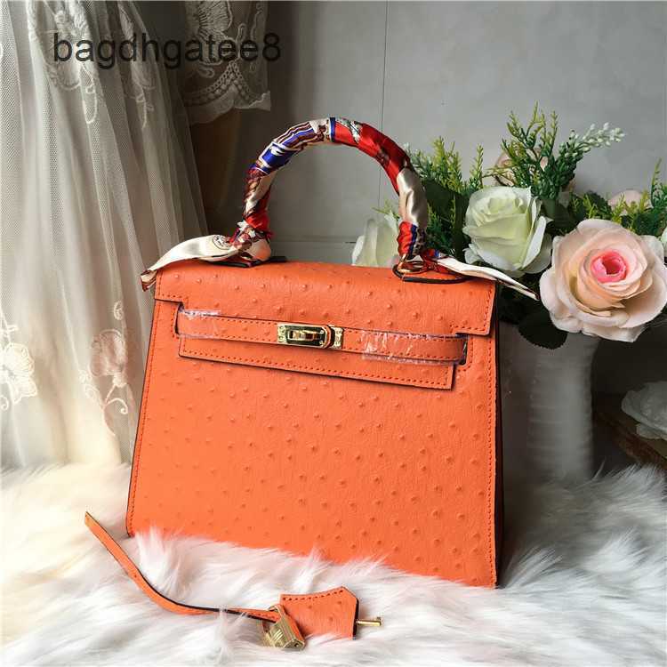 

Bag Original Cowhide Hermee Tote Bags Ostrich One Kellysbag Handbags Designer Same Leather Fashion Shoulder Colors Crossbody 67l1, Red 1
