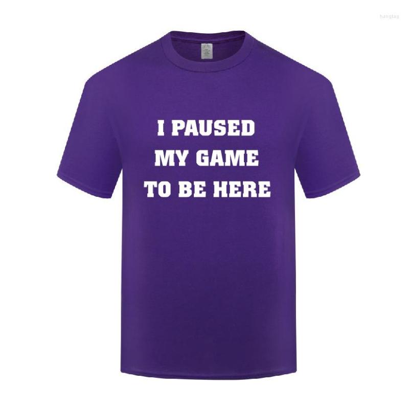 

Men's T Shirts Funny I Paused My Game To Be Here Cotton Shirt Graphic Men O-Neck Summer Short Sleeve Tshirts Teeshirts, Purple