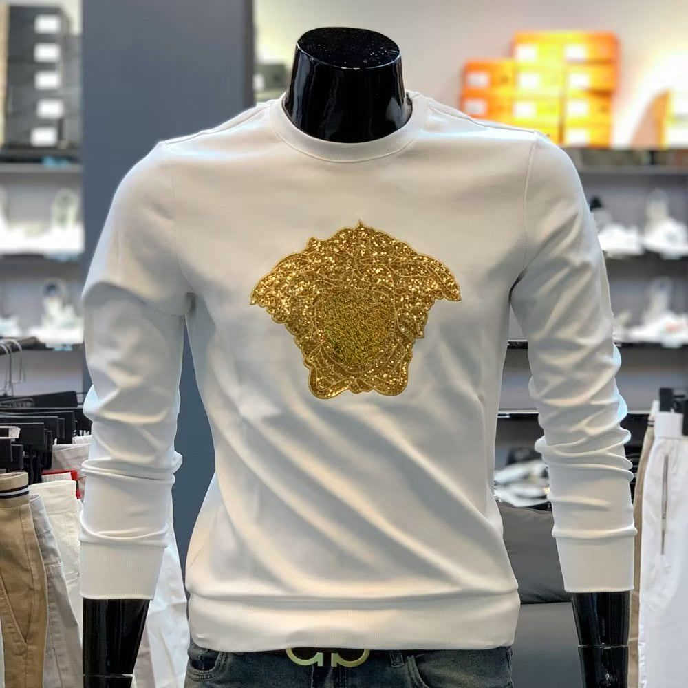 

Designer sweater mens sweatshirt Vers hoodie Gold medusa Sequins embroidery sweat shirt pullover coat men women Hip Hop Long Sleeve tshirt 4xl 5xl, White