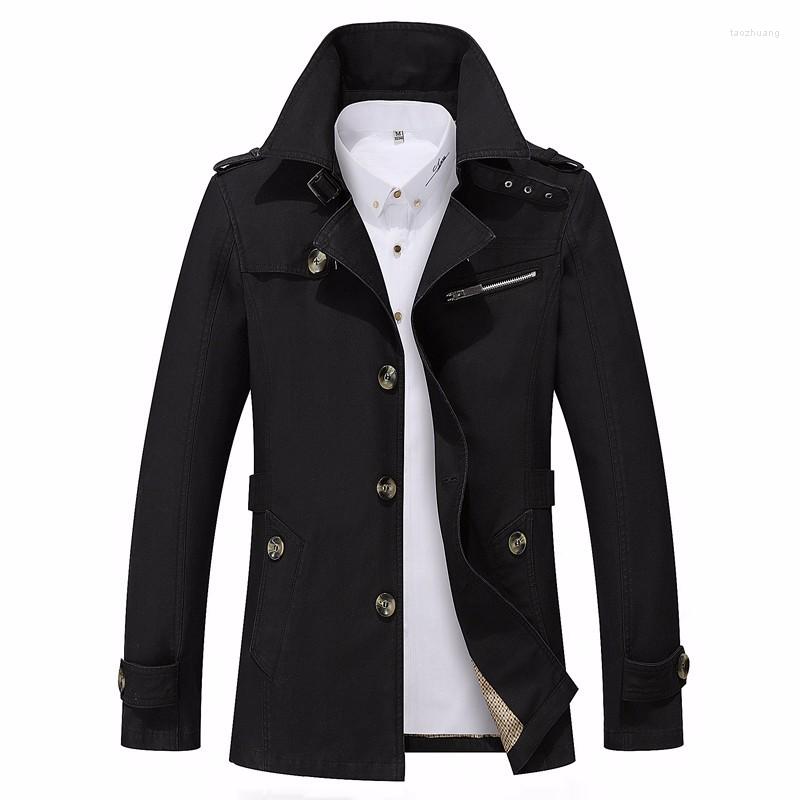 

Men's Jackets Plus Size Spring Autumn Men's Business Casual Jacket Male Outdoor Long Lapel Windbreaker Cotton Trench Coats Blazers, Dark khaki 1306