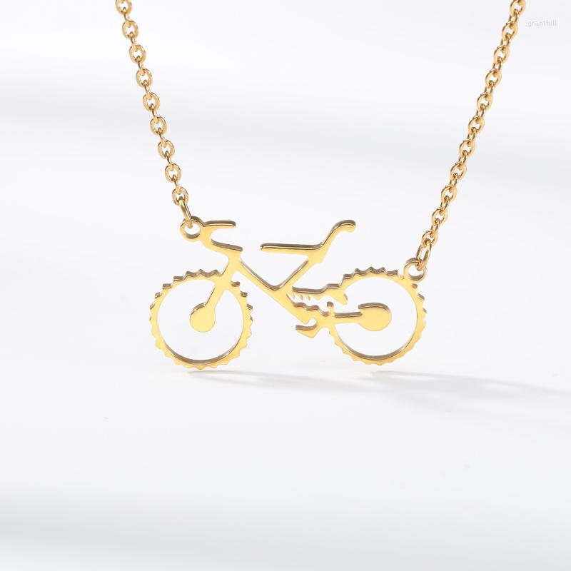 

Pendant Necklaces Stainless Steel Gold Chain Choker BFF Riding Cycling Men Figure Bike Rider Pandant Necklace Sport Jewelry Gift Male