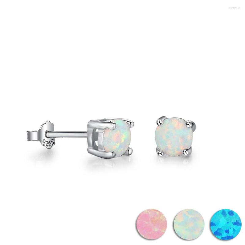 

Stud Earrings Classic Opal For Women 925 Sterling Silver Round Small Christmas Gift