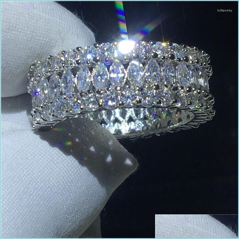 

Cluster Rings Cluster Rings Unique Finger Ring Sier Color Cubic Zirconia Engagement Wedding Band For Women Men Birthday Gift Drop De Dhlju