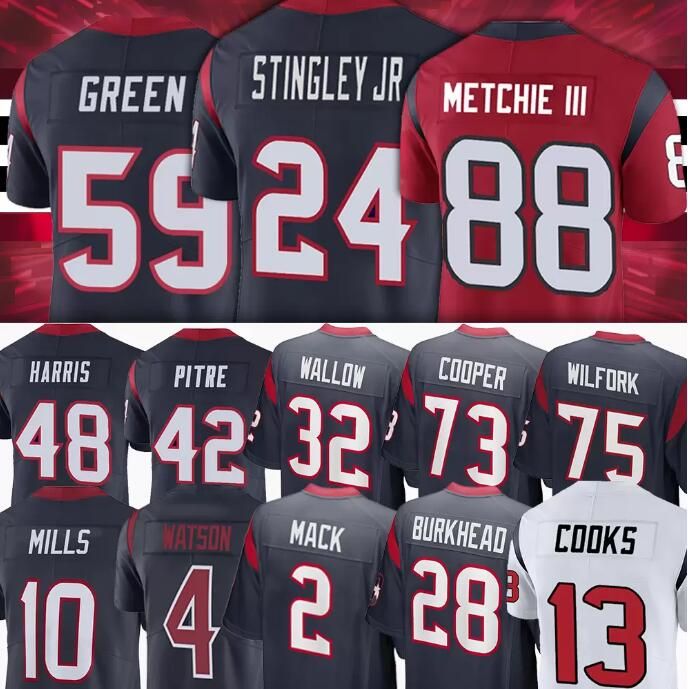 

CUSTOM Davis Mills Jersey Houston''Texans''Brandin Cooks Nico Collins Roy Lopez Derek Stingley Jr Rex Burkhead rugby football''nfl jerseys, Stitched