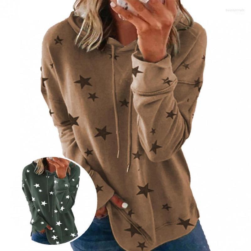

Women's Hoodies Women's & Sweatshirts Spring Hoodie Star Pattern Young Long Sleeve Loose Women For Work, Army green