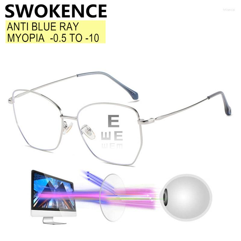

Sunglasses Prescription -0.5 To -10 Anti Blue Ray Myopia Glasses Women Men Fashion Alloy Frame Customizable Nearsighted Eyeglasses F197