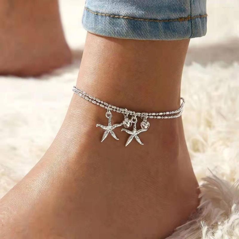 

Anklets Fashion Gold Color Simple Chain For Women Beach Foot Jewelry Leg Ankle Bracele Beautiful Starts Accessories