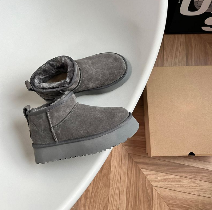 

Mini Platform Boot Woman Winter Wgg Ankle Australia Snow Ug Boots Thick Bottom Real Leather Warm Fluffy Booties With Fur pt103101, Box only