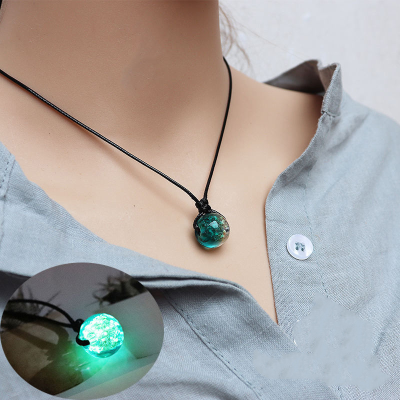 

Nightlight Round Ball Chocker Necklace for Women Gold Color Pendant Chain Fashion Jewelry Party Gift