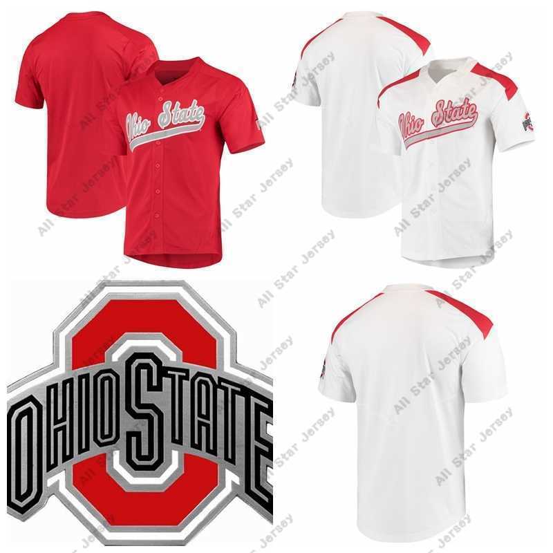 

American College Football Wear Custom Ohio State Buckeyes 2019 NCAA College Baseball White Red Stitched Any Number Name 1 Brady Cherry 33 Dominic Canzone Jersey -4X