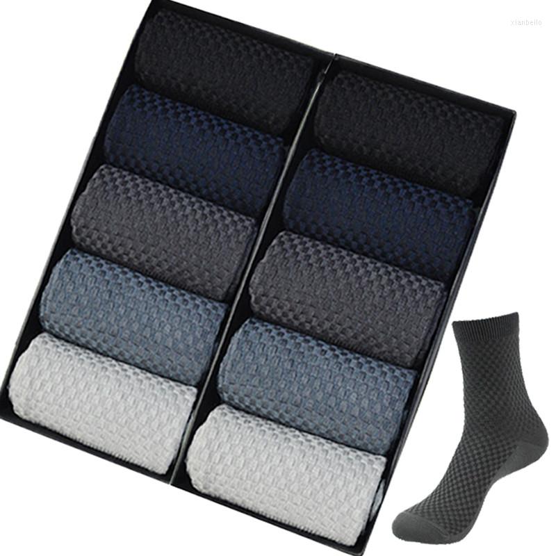 

Men's Socks 5 Pairs High Quality Bamboo Fiber Business Breathable Deodorant Compression Men Long Big Size EUR 38-43, Style 1