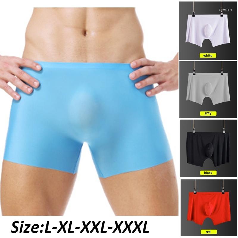 

Underpants Richkeda Store Ice Silk Men Underwear Seamless Transparent Boxer Shorts Ultra Thin Soft Sheer Breathable Comfortable Panties, Black