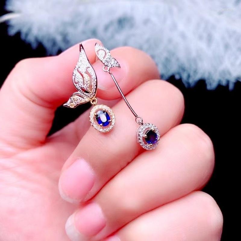 

Dangle Earrings Jewelry 925 Silver Long Sapphire Drop For Party 4 5mm Natural Fashion Gem