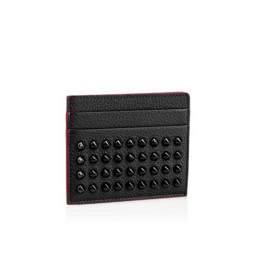 

Black Genuine Leather Credit Card Holder Wallet Classic Rivet Designer ID Card Case Coin Purse New Arrivals Fashion Red Slim Pocke250U, Other color