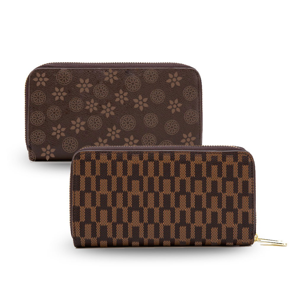 

Women Luxury large purse Flap designer bags lvs handbags Plaid Fashion Men PU leather Interior Double Zipper Pocket Chirstmas Gift Old Flower Clutch wallet 2color, Black