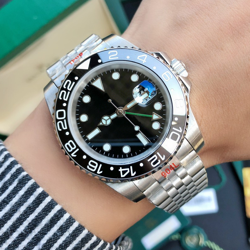 

Mens Watch luxury watches GMT II 40mm Black Ceramic Bezel Men Mechanical Automatic Movement AAA Wristwatches waterproof, Extra for make the watch waterproof