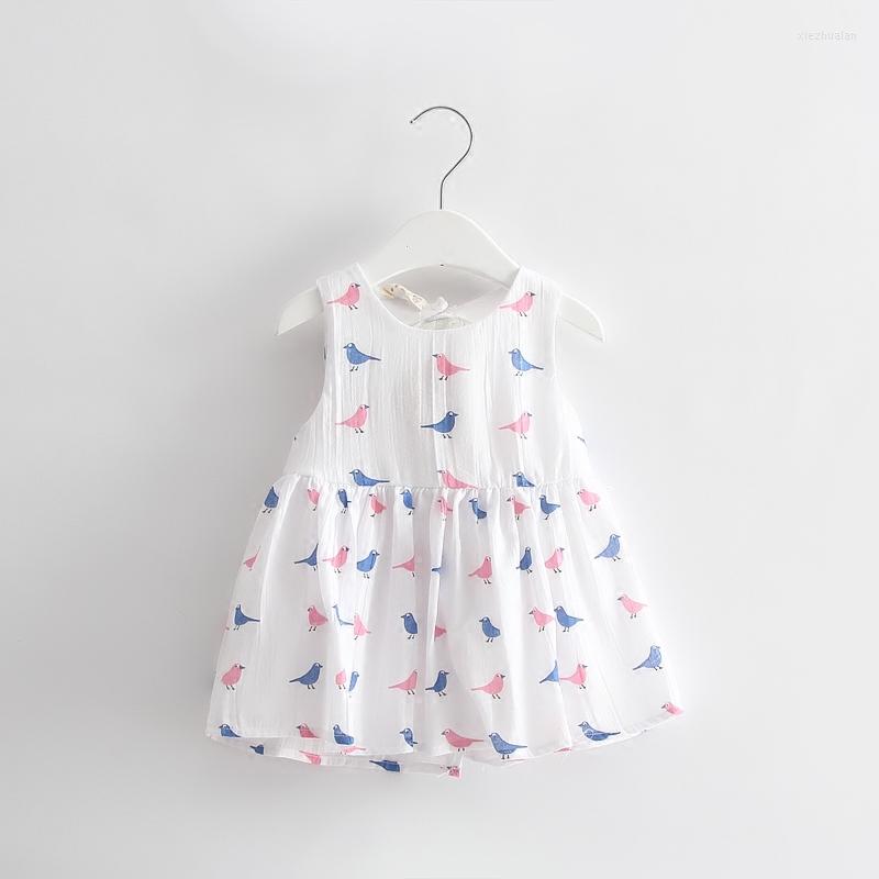

Girl Dresses Baby Summer Toddler Print Kids Clothes With Big Bow 0-2Y, Beige