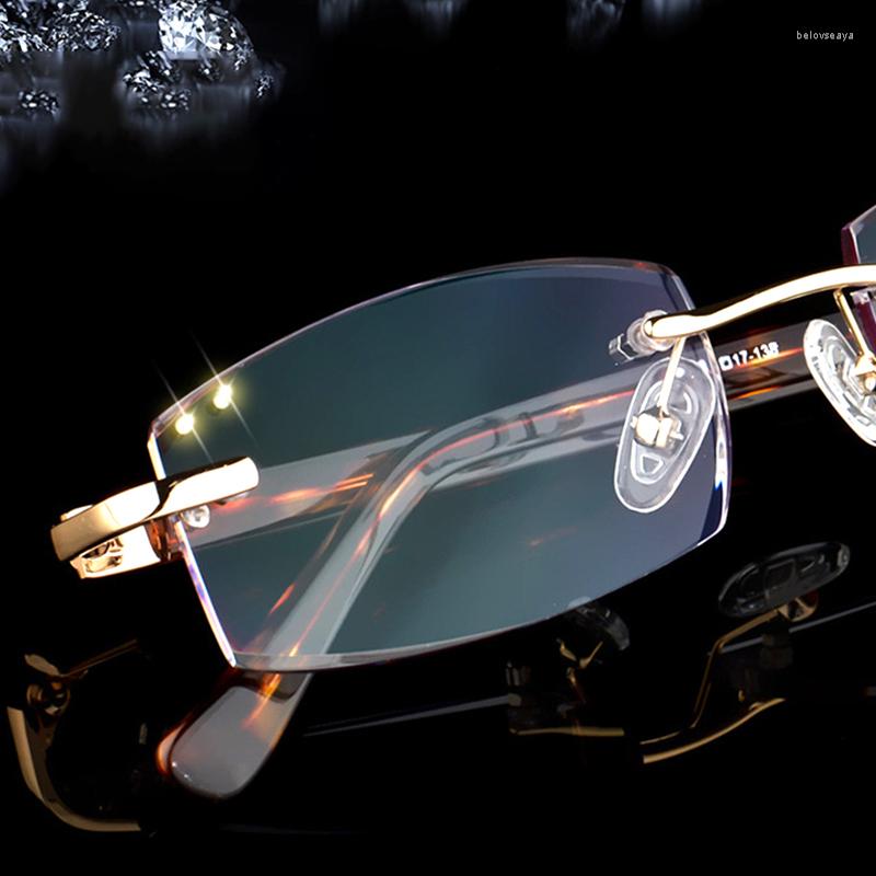 

Sunglasses Diamond Cutting Gradient Readers Reading Glasses Men Women Rimless Stylish Tinted Presbyopia Anti Blue Ray Fatigue Uv Protection